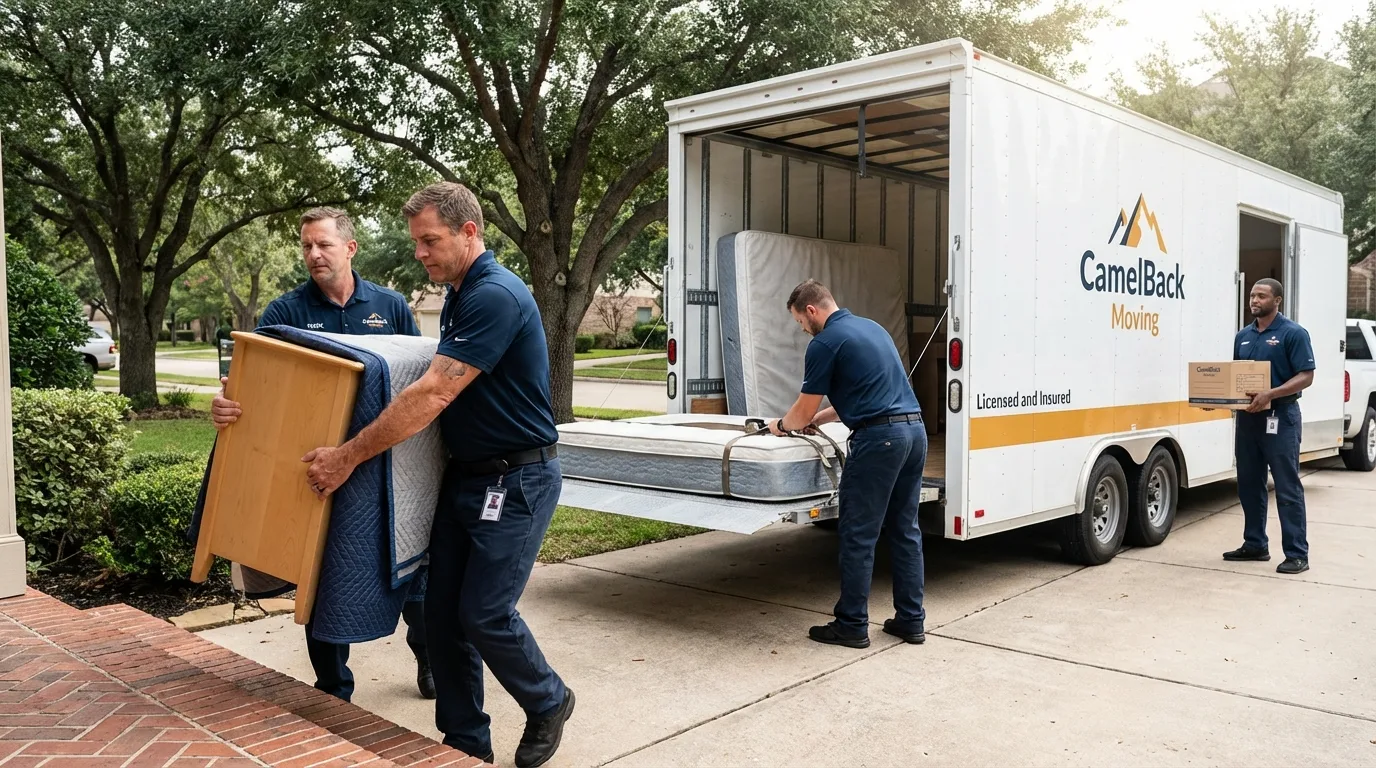 Crew loading residential truck for cross-state move from Montgomery, IL